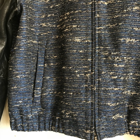 Madewell Metallic Blue Tweed Leather Sleeve Jacket - Picture 4 of 7